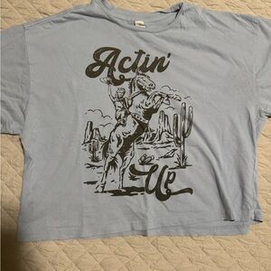 Graphic Tee with Cowboy Print